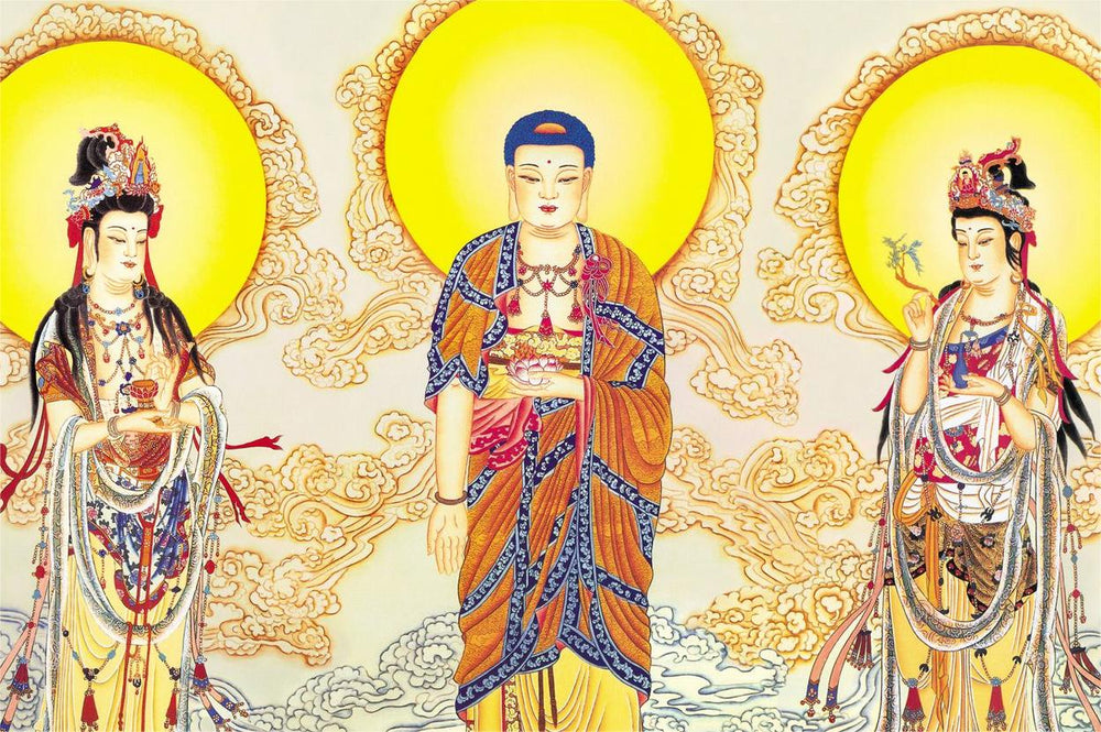 The Three Western Saints Buddha Statue: Icons of Compassion, Wisdom, and Protection