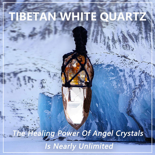 Healing of Archangel Raphael Tibetan White Quartz Crystal Pendant Handmade With Kailash Energy Blessing