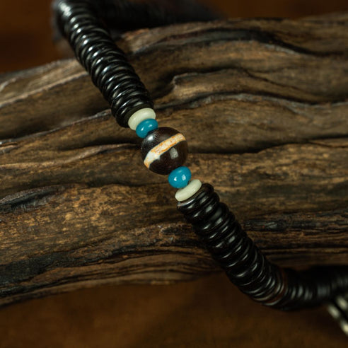 Qing Dynasty Tibetan Yakushi Sliced Perfection Rosary Old beads Rosewood  Tibetan Accessory