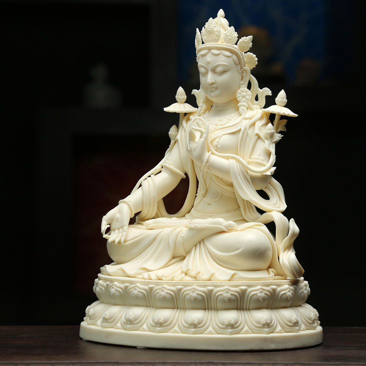 White Tara Tibetan Buddha Statues Jade Porcelain Oriental Classic Crafts Oriental Aesthetics
