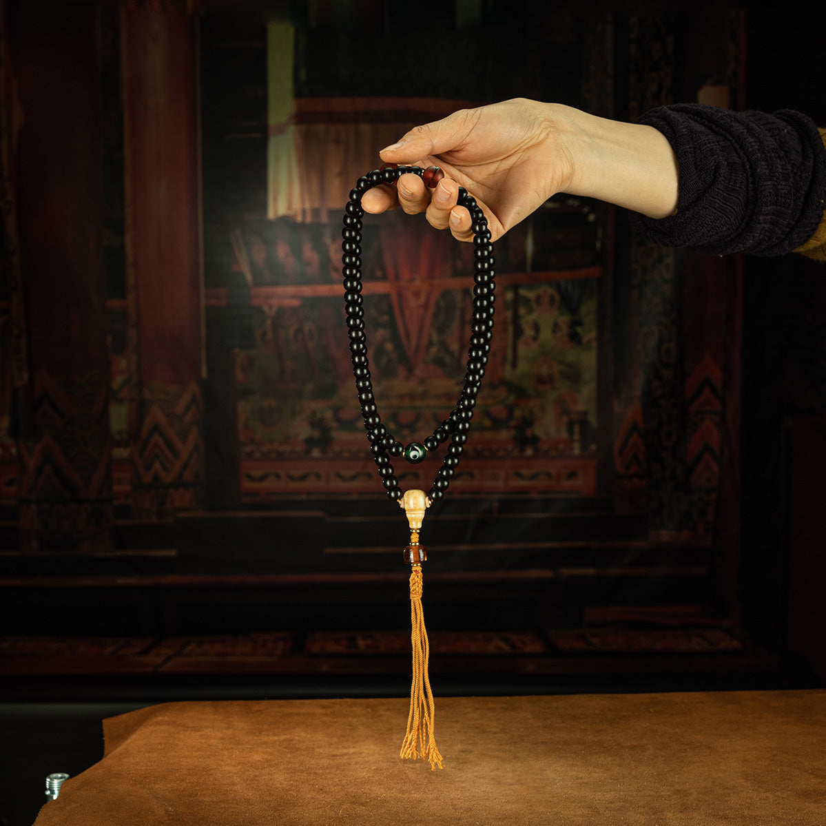 Qing Dynasty Dzogchen Rosary Tibetan Accessories Old Rosewood Tibet