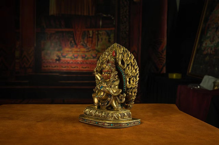 18th Century Yamantaka Tibetan Antique Buddha Statue Bronze Gilt From Tibetan Palace puretibetan
