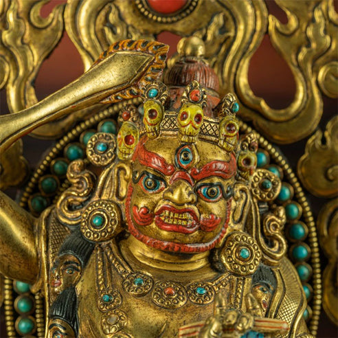 19th Century Yamantaka Tibetan Antique Buddha Statue Bronze Gilt puretibetan
