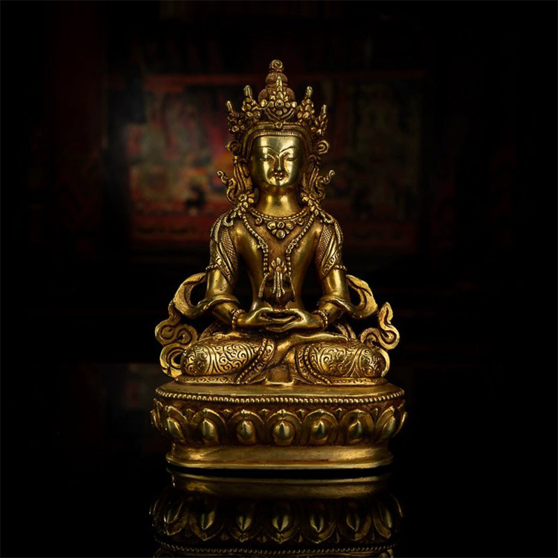 19世纪-长寿佛-青铜鎏金-仲吾尔寺 puretibetan