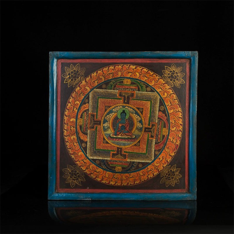 19th Century Bhaisajyaguru Butsudan Woodblock Tibetan Antique Thangka Purely Hand-painted