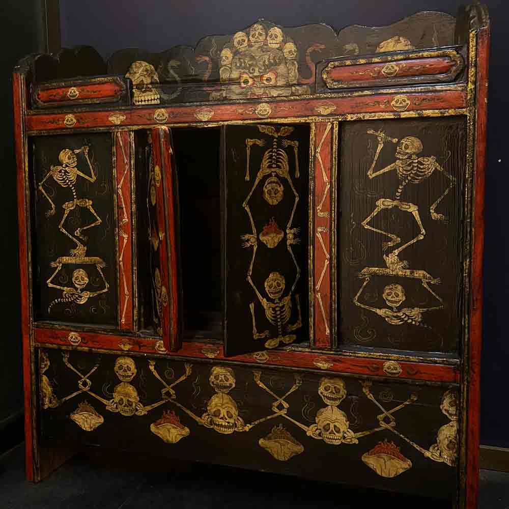 Painted Shmashana Tibetan Main Dharma Cabinet puretibetan