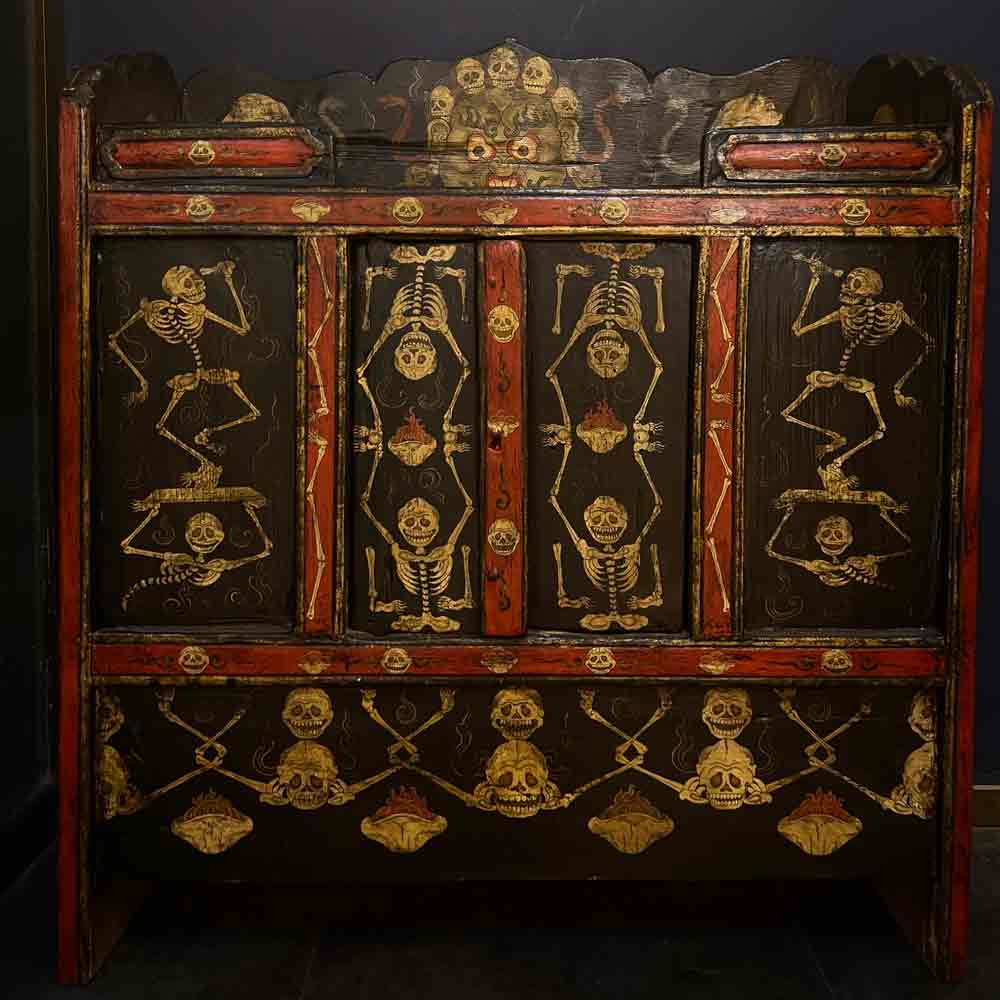 Painted Shmashana Tibetan Main Dharma Cabinet puretibetan
