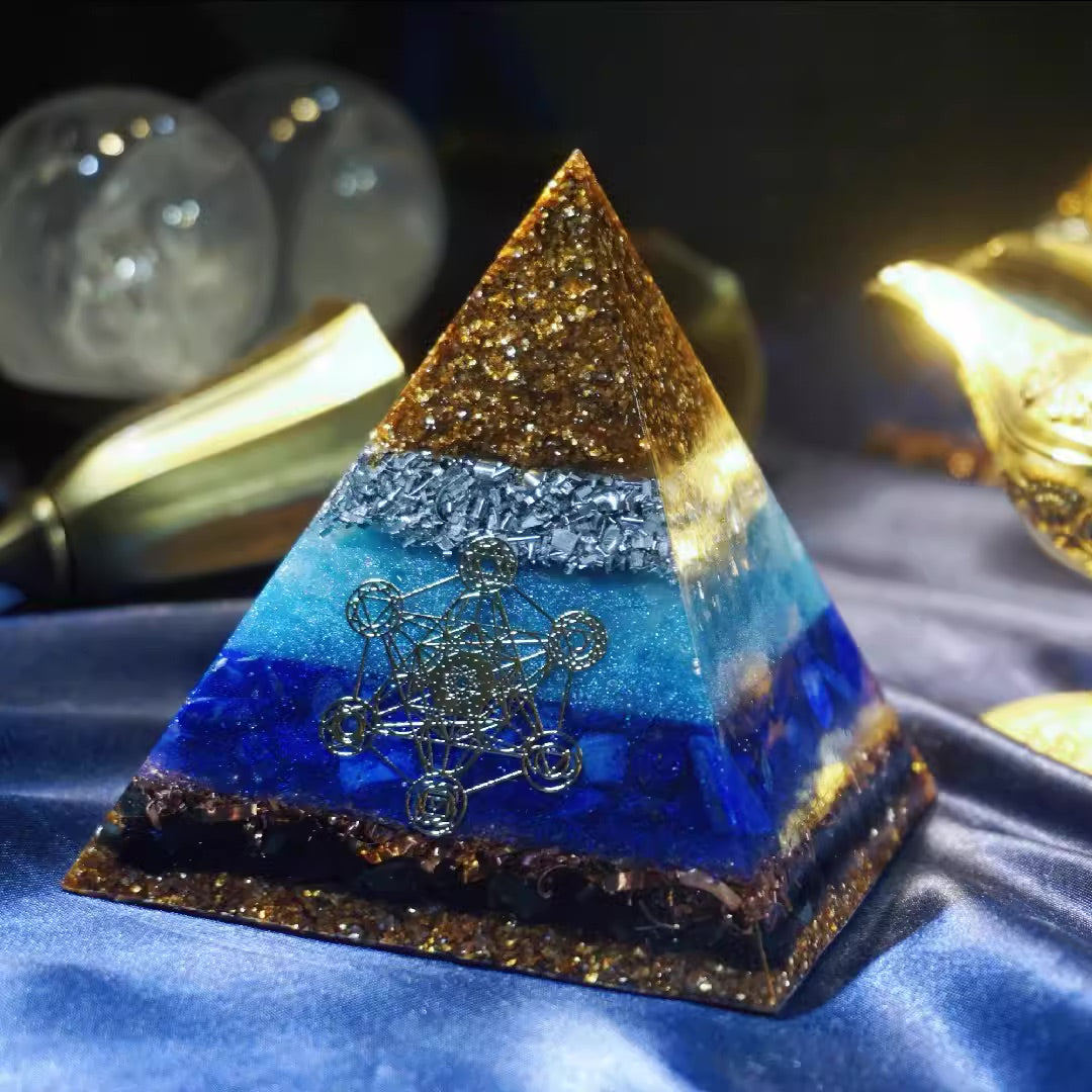 Key to Faith | Original Handmade | Joy Light Stone Crystal Pyramid Ornament | Tibetan High Dimensional Energy