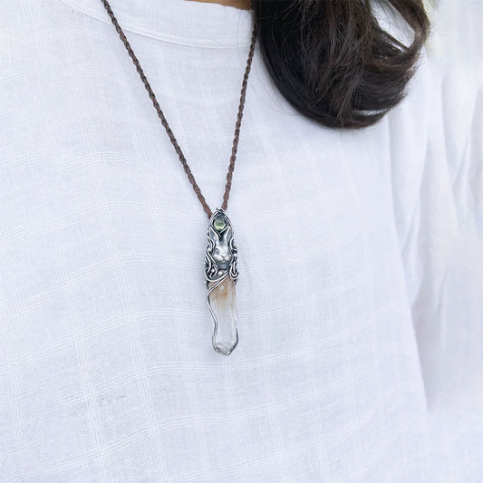 Lucky Rabbit Tibetan Quartz Crystal Power Handmade Silver Jewelry