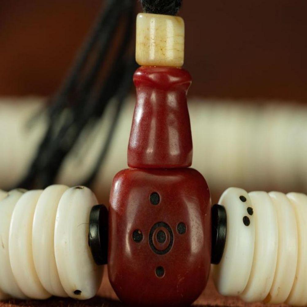 Qing Dynasty  Tridacna gigas prayer beads Tridacna fossils  Tibetan ritual article Antique