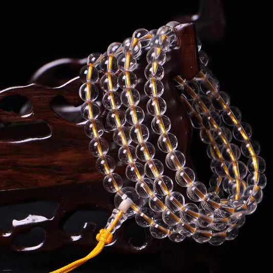 Vajrasattva | Tibetan Natural Quartz White Crystal 108 Beads Rosary Bracelet | Kailash Energy Blessing