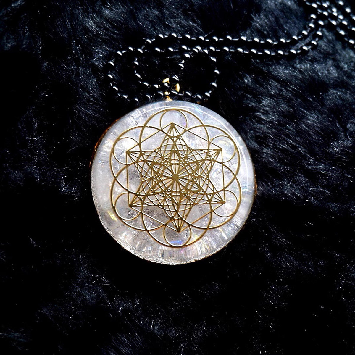 Mandala Guardian Stone High Frequency Energy Protection Tibetan White Crystal Pendant Necklace