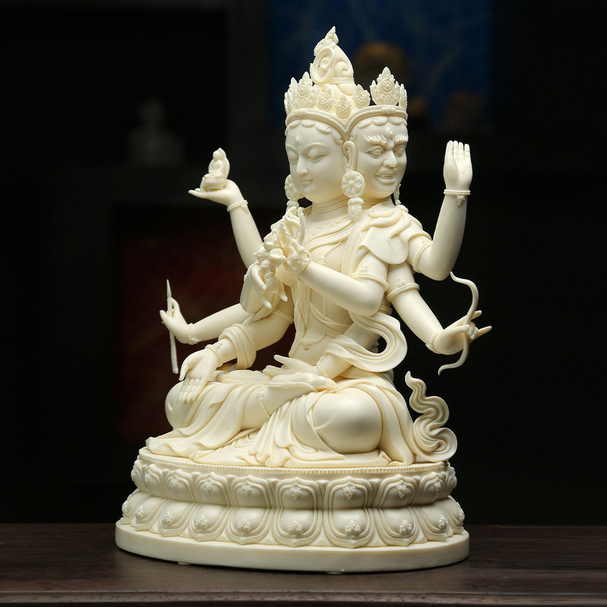 Mother Buddha Tibetan Buddha Statue Jade Yellow Porcelain Oriental Classic Craftsmanship Oriental Aesthetics