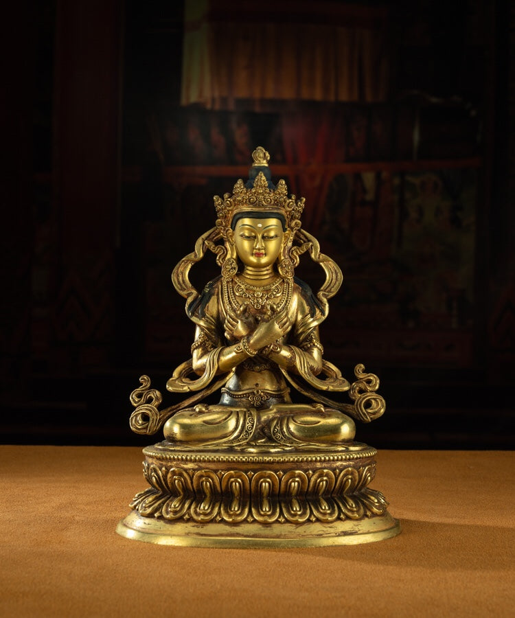 16th Century Vajradhara Tibetan Buddha Statue Bronze Gilt Ngor Monastery The Sakya School