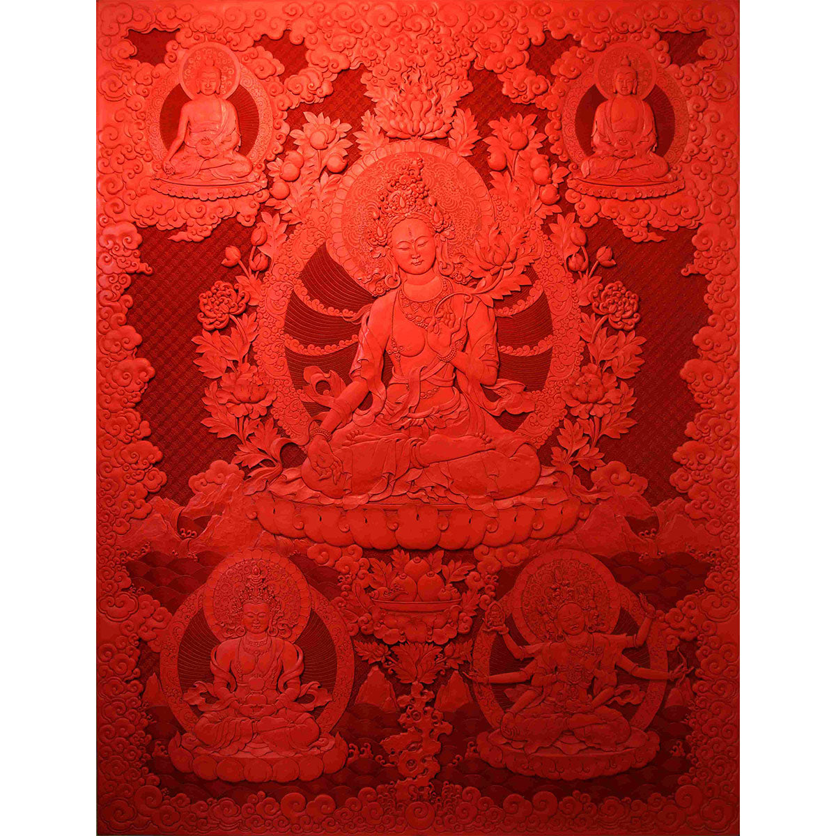 Longevity Buddha Tibetan Style Hanging Screen Natural Carved lacquerware Eight Wonders of Yanjing Chinese Palace Classic Crafts
