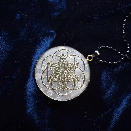 Mandala Guardian Stone High Frequency Energy Protection Tibetan White Crystal Pendant Necklace