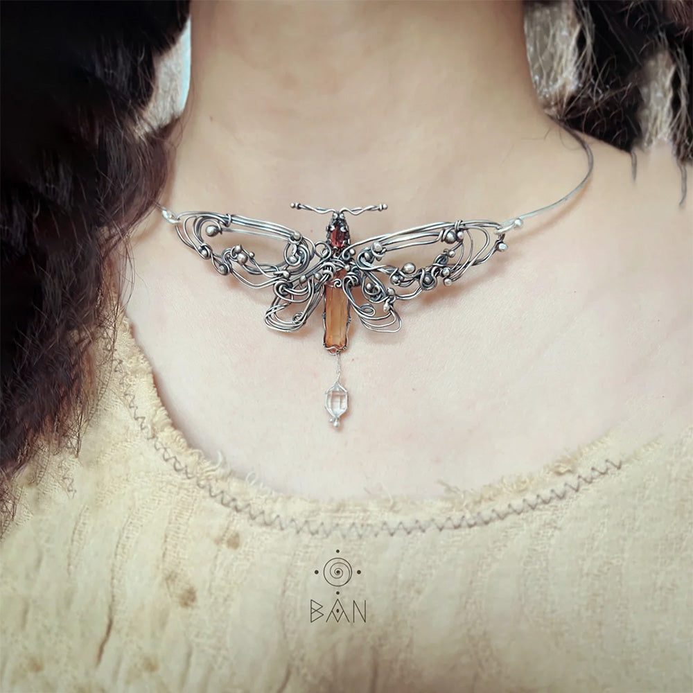 Butterfly of Life Tibetan Quartz Crystal Energy Handmade Silver Jewelry