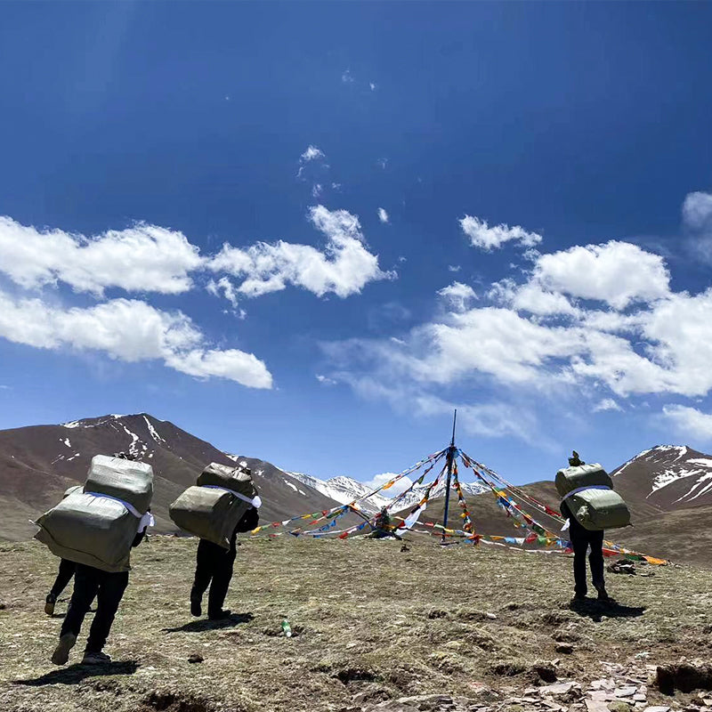 Hang the prayer flags for you in Northern Tibet grasslands puretibetan