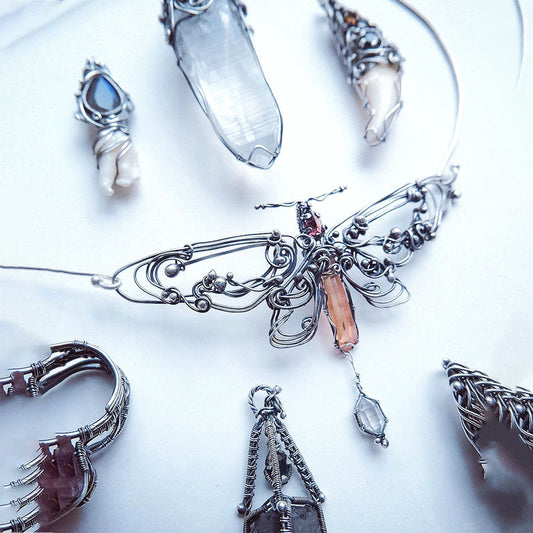 Butterfly of Life Tibetan Quartz Crystal Energy Handmade Silver Jewelry