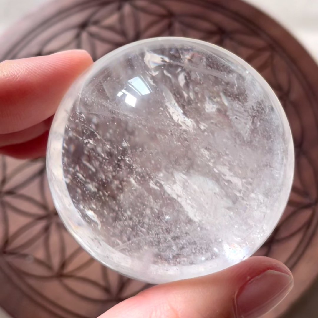 Tibetan White Quartz Crystal Ball Pure Tibetan Healing & Protective Energy