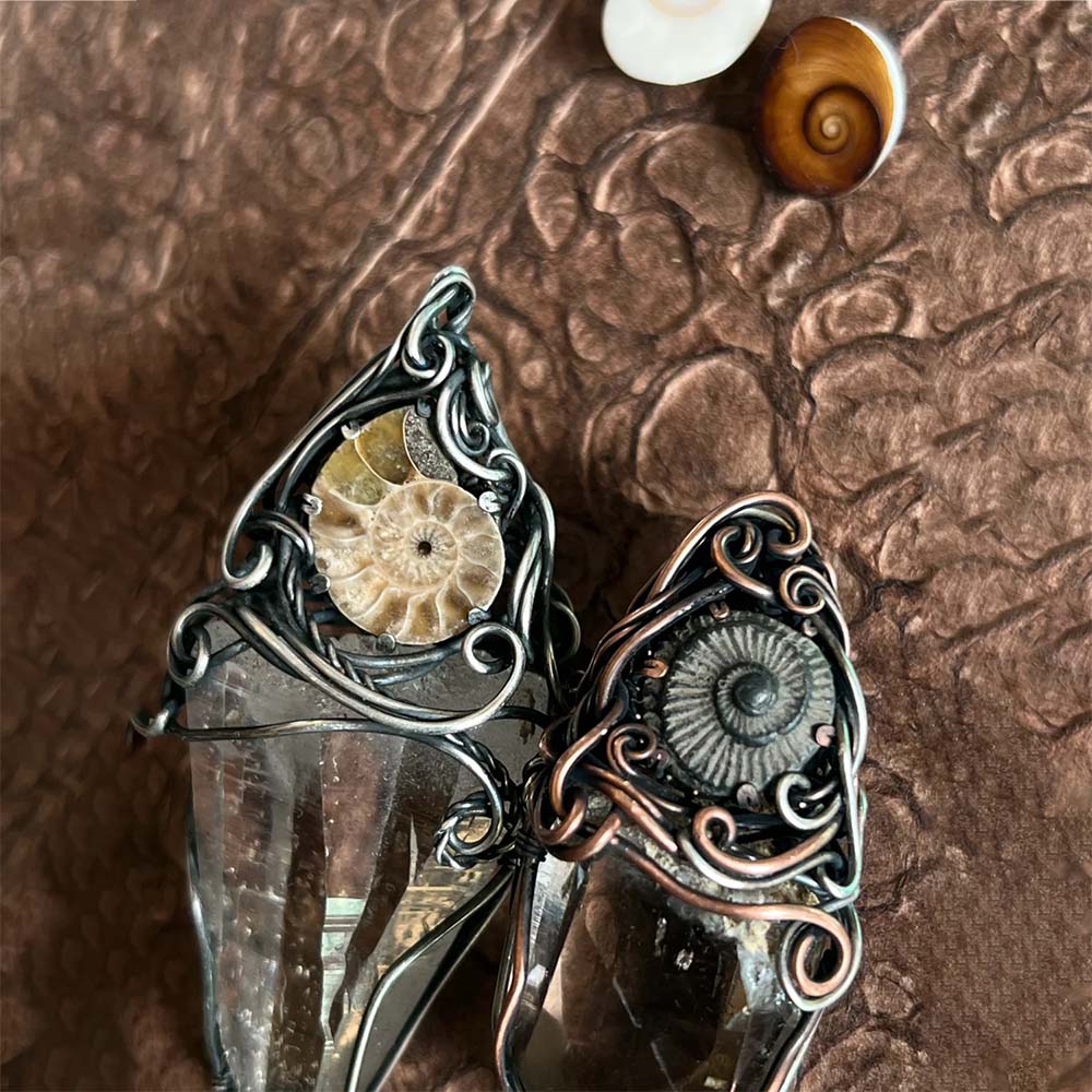 Healing Energy Tibetan Quartz Crystal Pendant Chrysanthemum Fossil Handmade Silver Jewelry