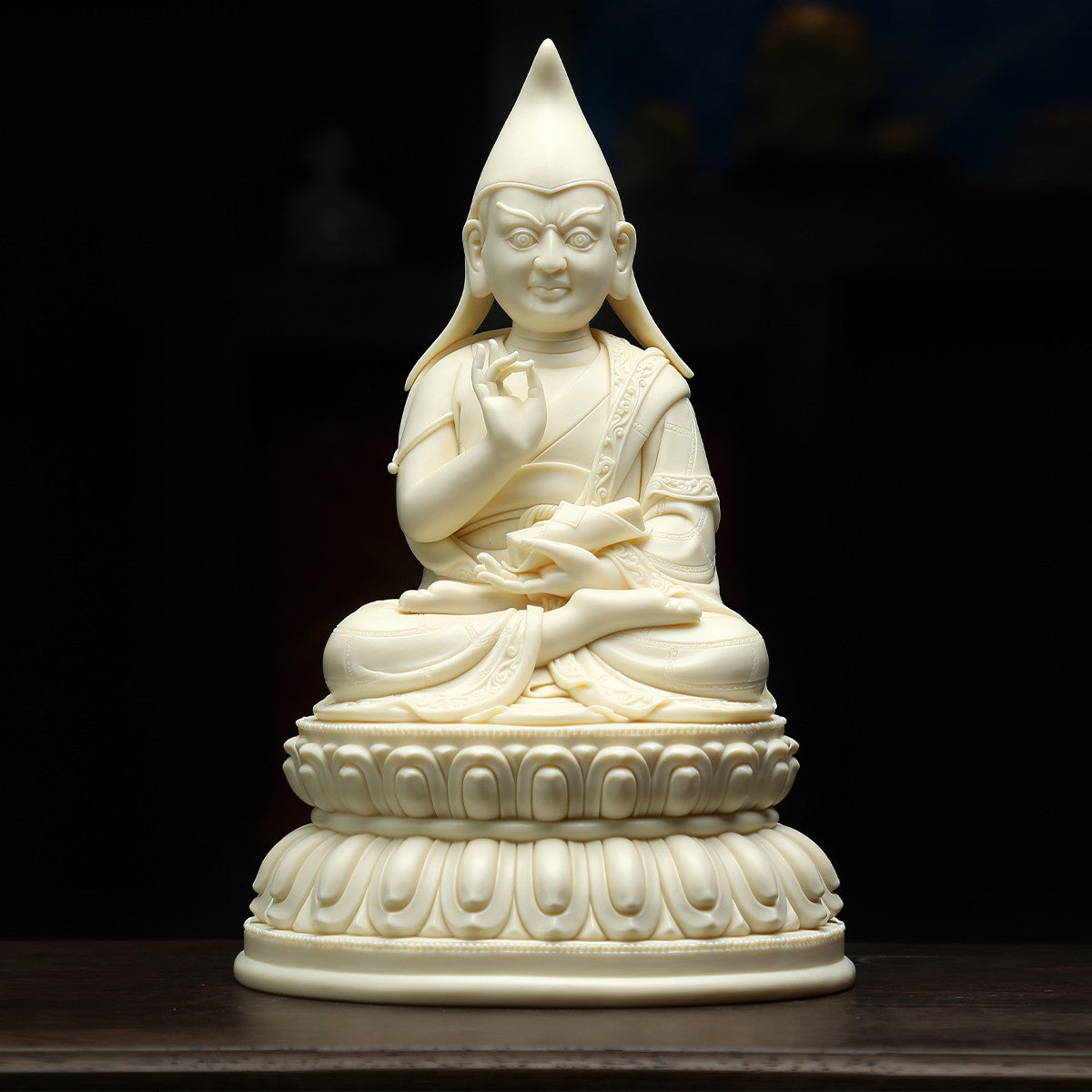 Master Kezhujie Tibetan Buddha Statues Jade Yellow Porcelain Oriental Classic Craftsmanshipv Oriental Aesthetics