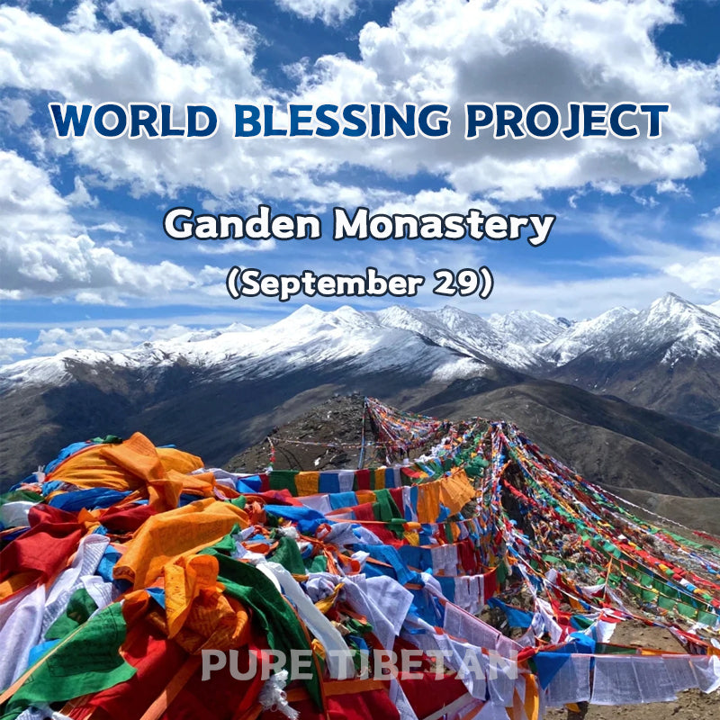 Hang the prayer flags for you in Ganden Monastery puretibetan