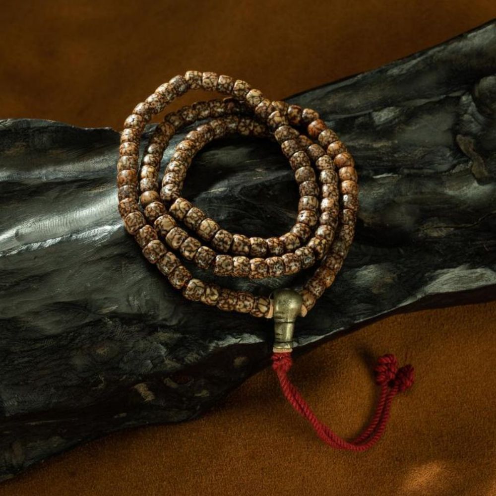 Qing Dynasty  Jade cream star Moon Bodhi Rosary  Beads Bodhi  Tibetan accessory
