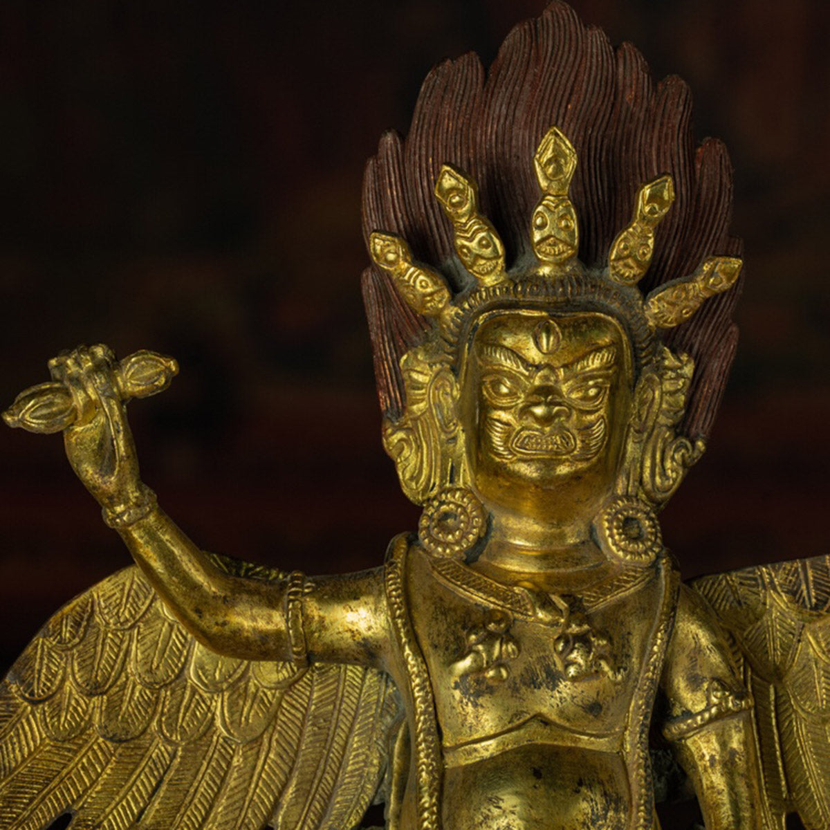 Qing Dynasty Puba Vajra subdues demons and protects the Dharma Tibetan antique Buddha statue  gilt