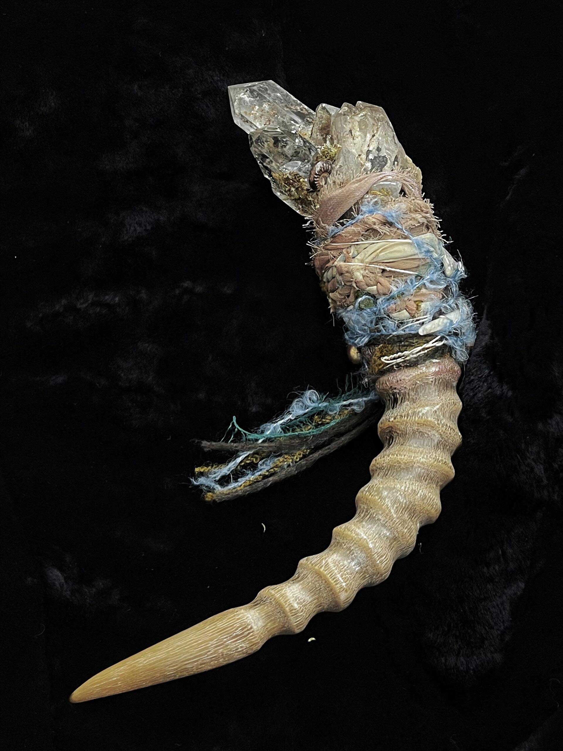 Nature God Magic Scepter Tibetan Quartz Crystal Imitation Tibetan Antelope Horns Handmade