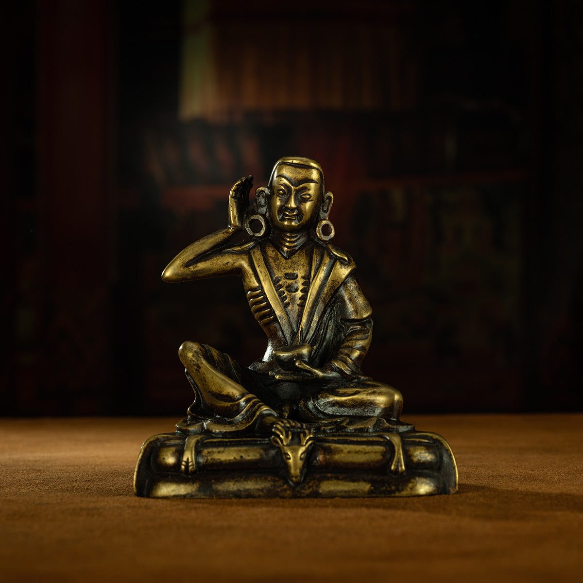 Ming Dynasty Venerable Milarepa Tibetan Antique Buddha Statue Huang Lima Thick Titus Babang Temple Oriental Treasure