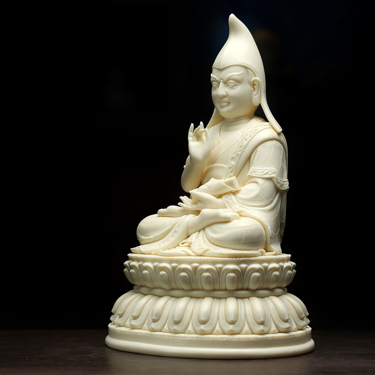 Master Kezhujie Tibetan Buddha Statues Jade Yellow Porcelain Oriental Classic Craftsmanshipv Oriental Aesthetics