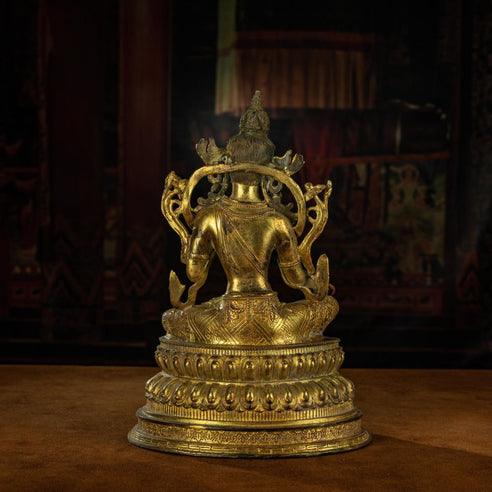 Qing Dynasty Green Tara Statue Tibetan Antique Buddha Statue  Gilt Ganzi Temple Pure Tibetan