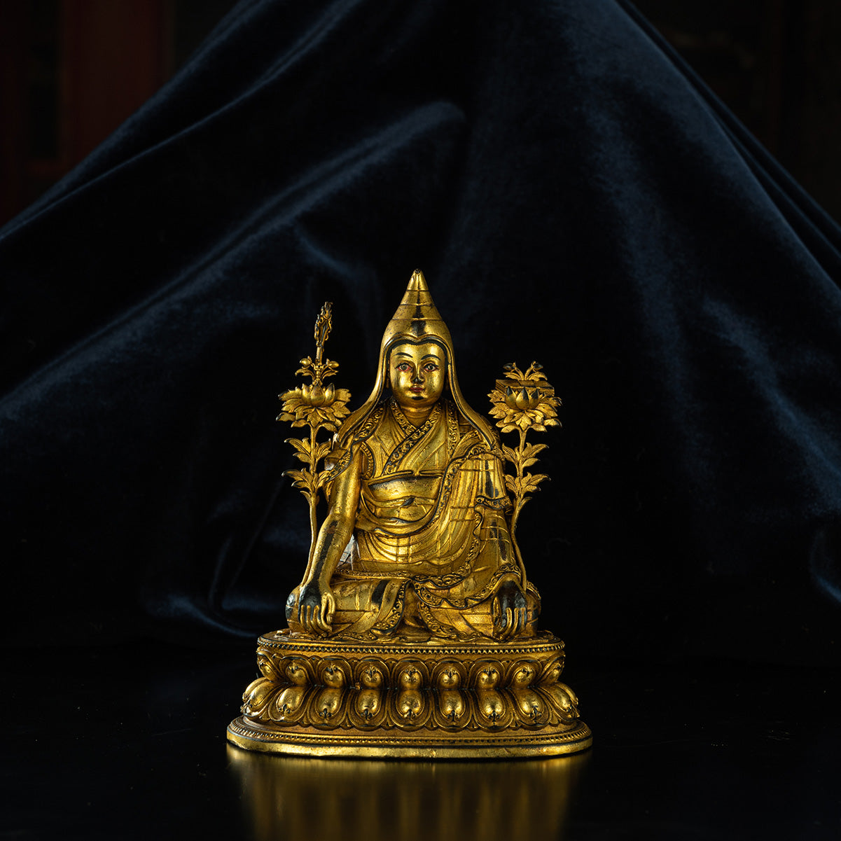 Qing Dynasty  Master Tsongkhapa Tibetan Antique Buddha Statues Man Gong Man Jin Shui  Nagqu Xiaodeng Temple Oriental Treasure