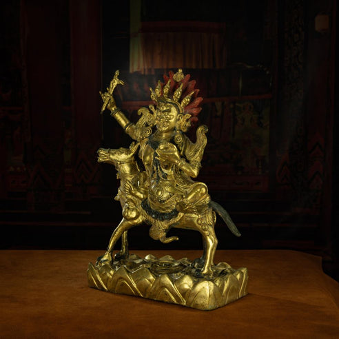 Qing Dynasty Statue of Goddess of Auspiciousness Antique Tibetan Buddhist Statue Pure Gold Tibet Pure Tibetan