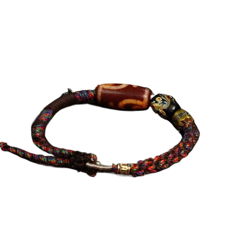 Aquarius Dzi Beads Tibetan Millennium Dzi Beads Agate DIY hand-designed braided rope original Chinese style four-strand braided hand rope