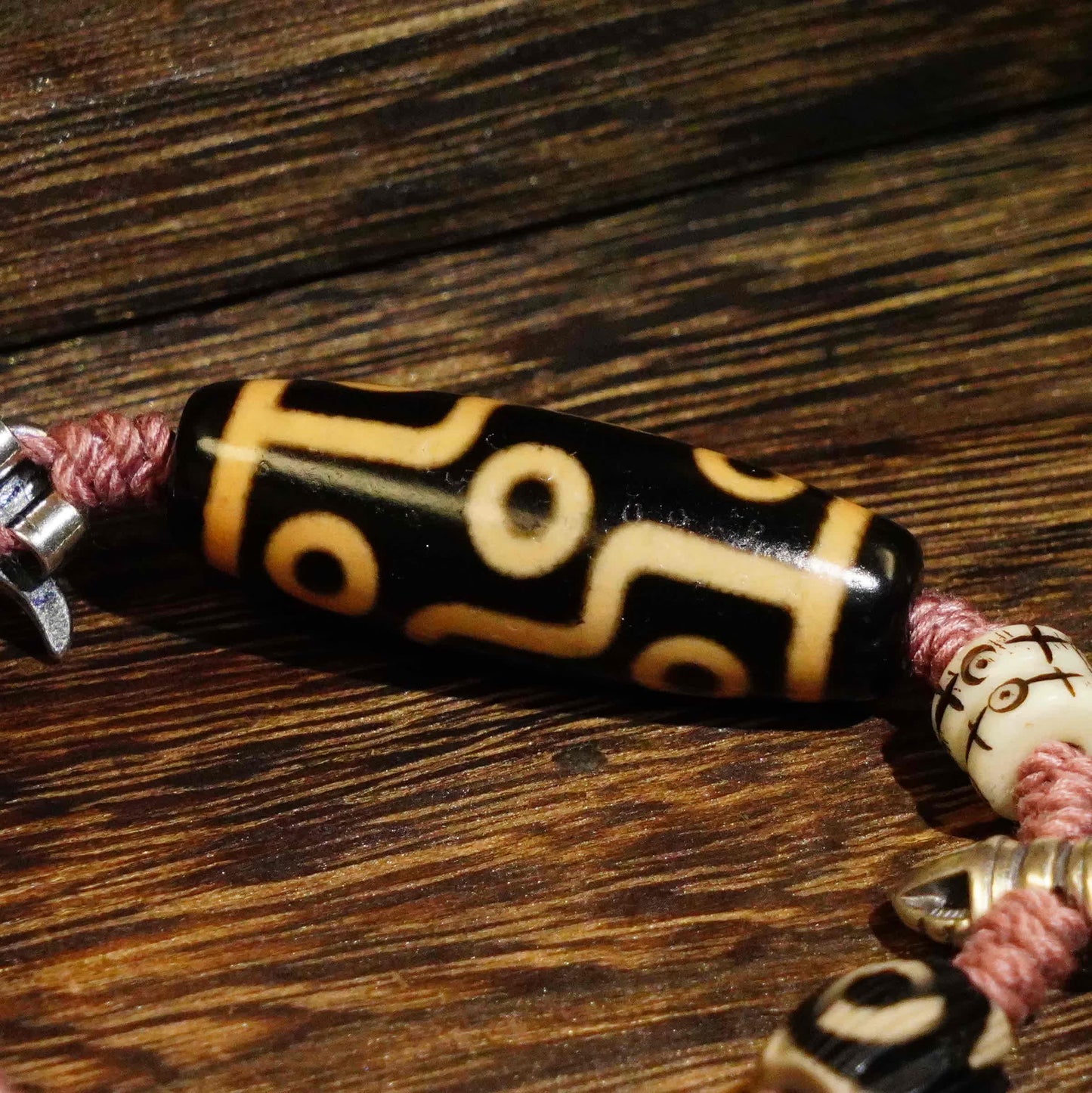 Nine Eyes Dzi Beads - Tibetan Millennium Dzi Beads - Handmade Rope