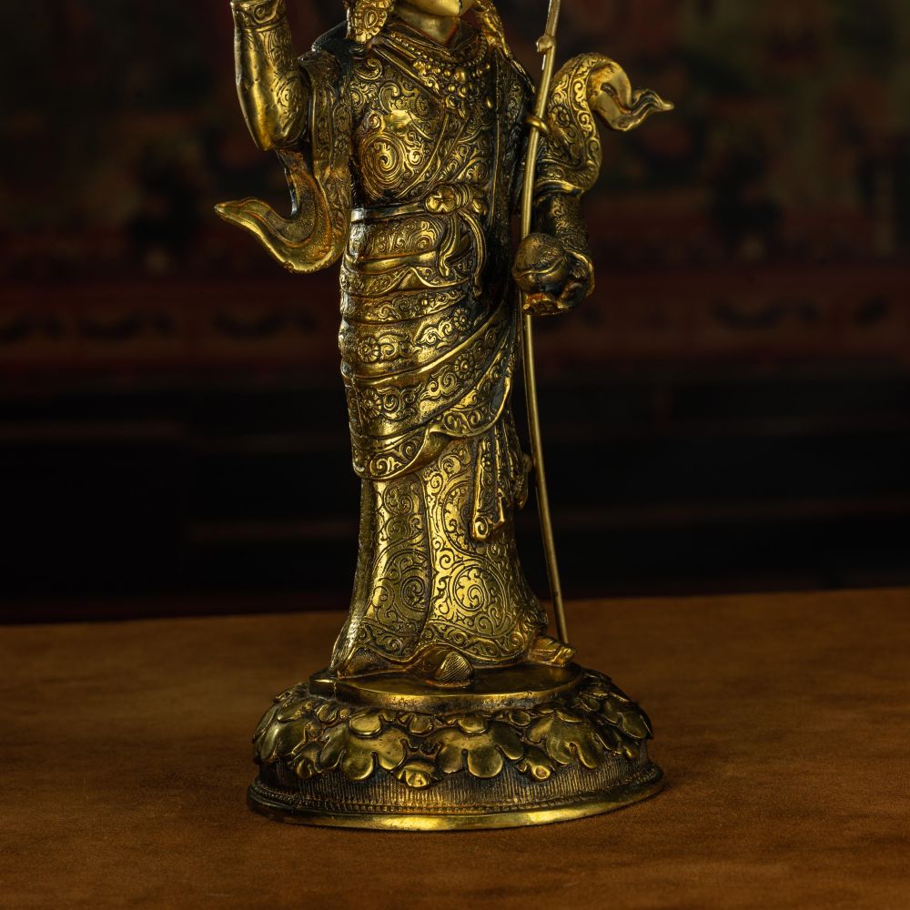 Qing Dynasty Padmasambhava Yellow Lima Bronze Tibetan Antique Buddha Statue Form Nyingma Ri Rang Monastery