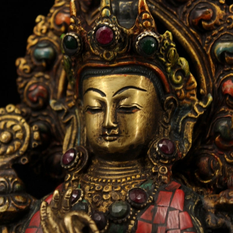 强巴佛 （Jampa Lhakang） -旧藏纯铜镶嵌宝石 puretibetan