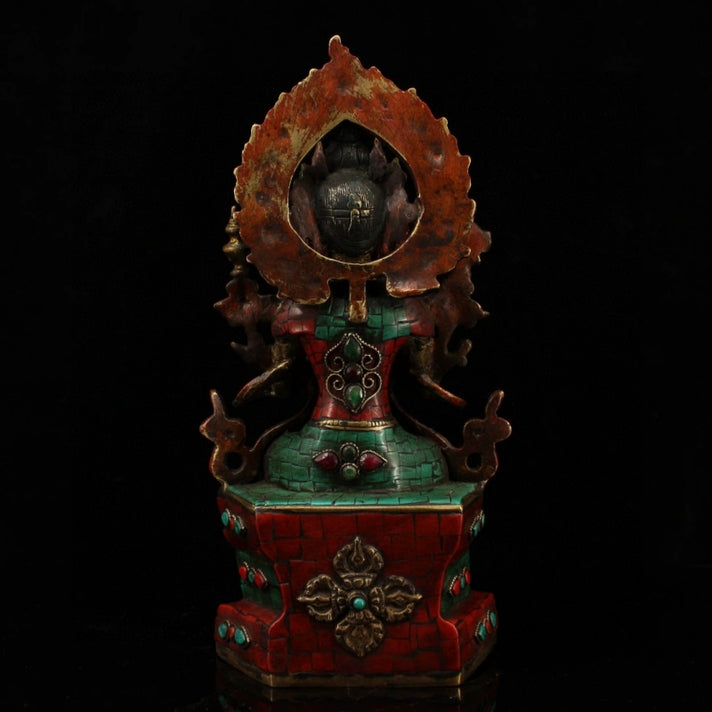 强巴佛 （Jampa Lhakang） -旧藏纯铜镶嵌宝石 puretibetan