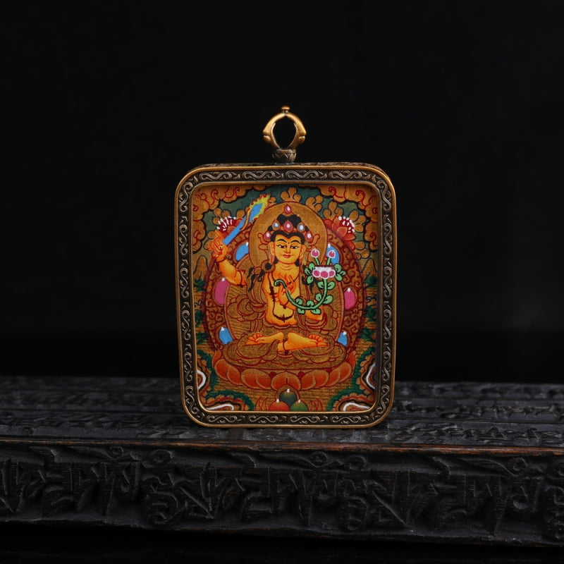 Manjushri Bodhisattva Tibetan Thangka Pendant puretibetan