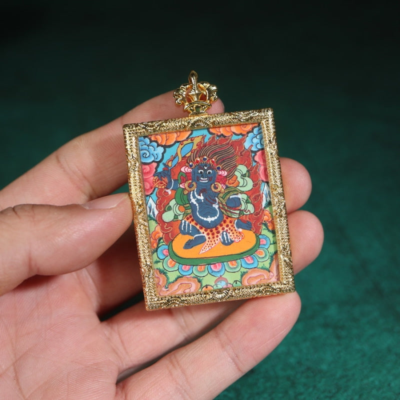 Vajrapani Tibetan Thangka Pendant Gilding Craft puretibetan