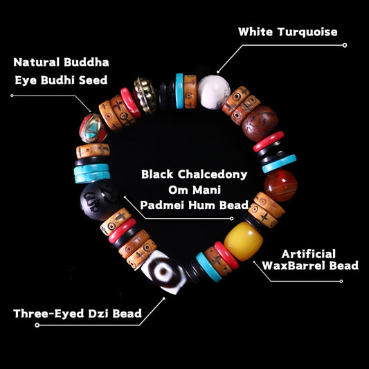 The Tibetan black samurai Dzi Bead Bracelet puretibetan