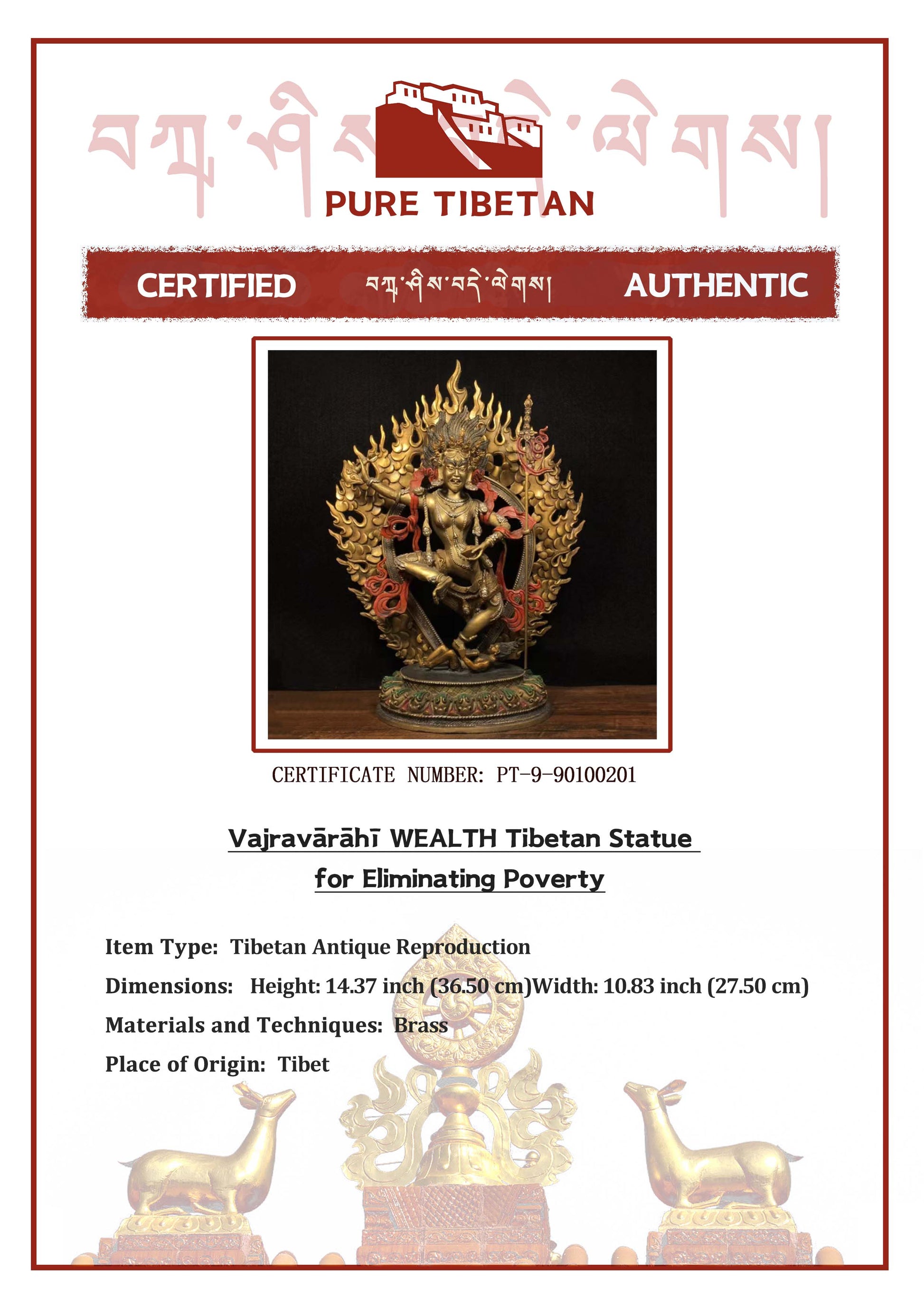 Vajravārāhī WEALTH Tibetan Statue for Eliminating Poverty puretibetan
