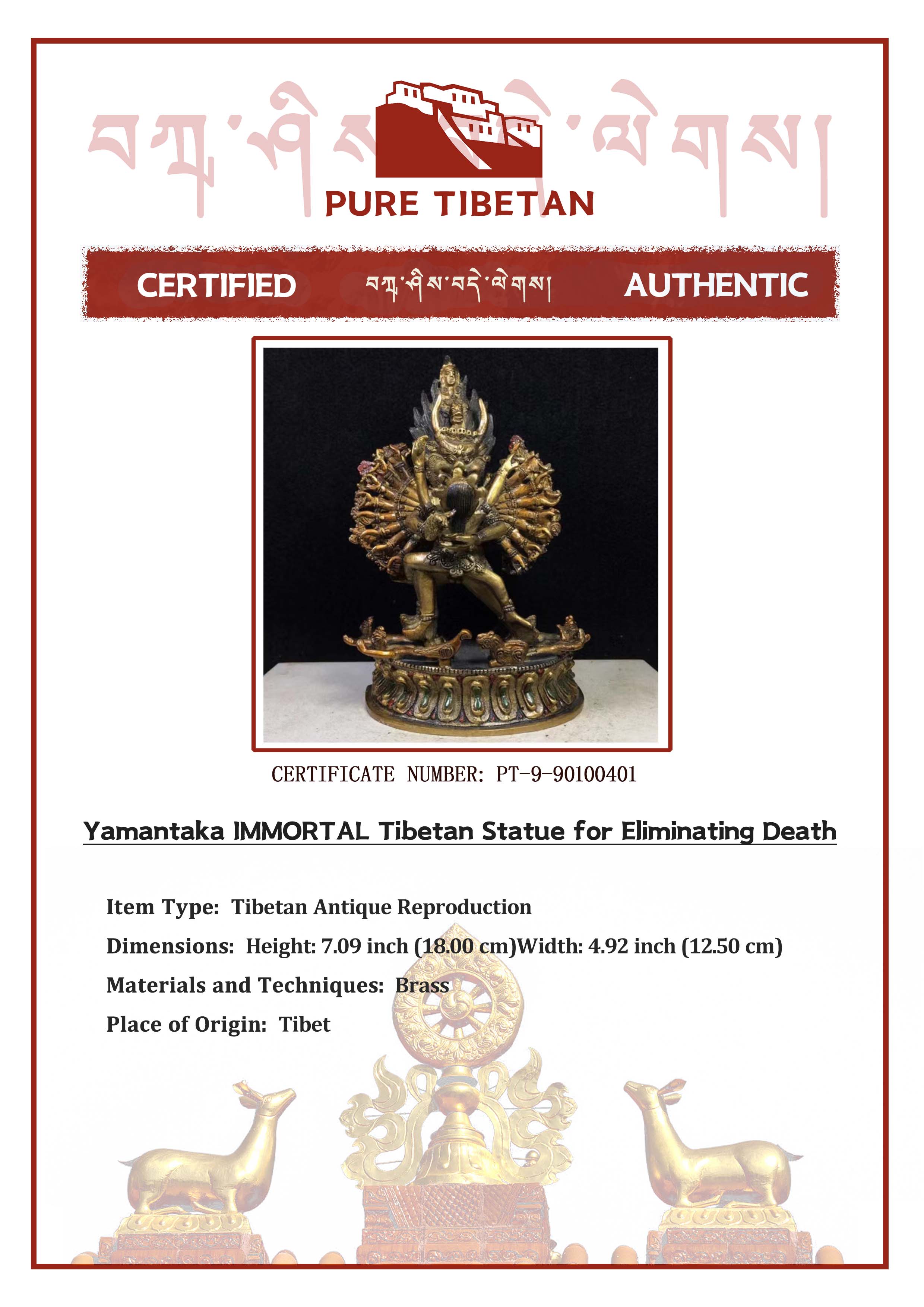 Yamantaka IMMORTAL Tibetan Statue for Eliminating Death puretibetan