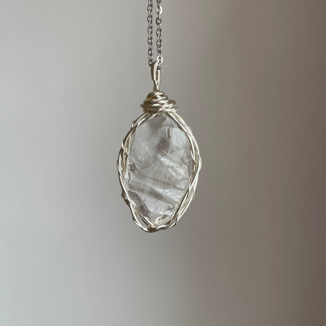 Tibetan Purified Energy | White Pure Quartz crystal | necklace hand-made