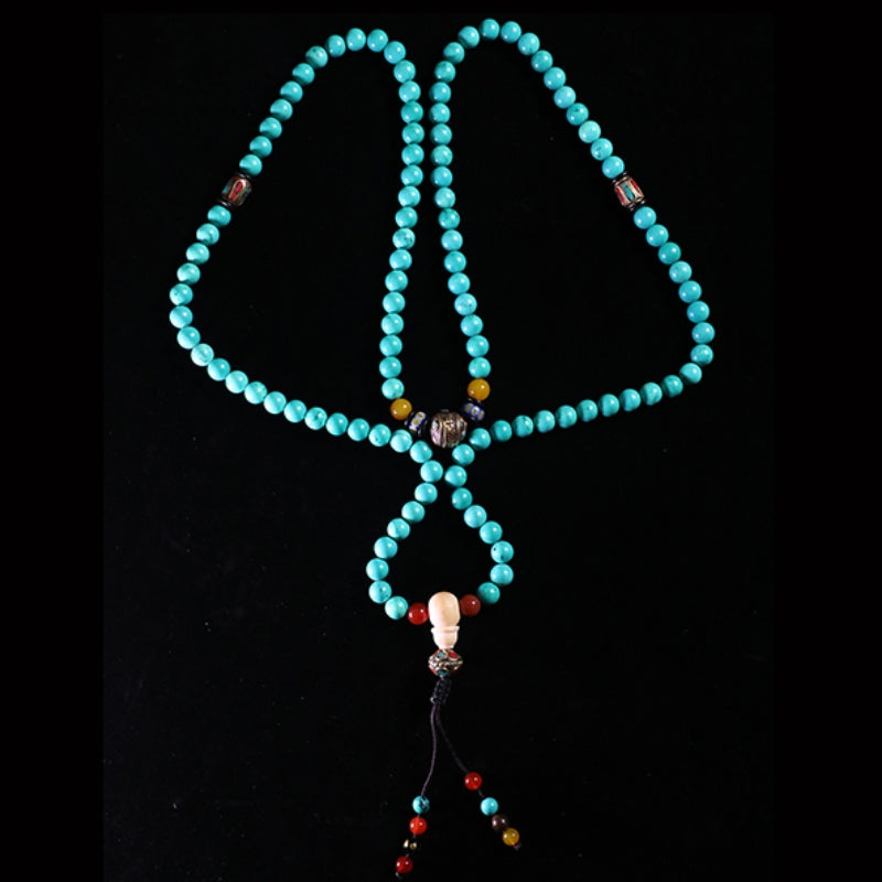 108 Mala Beads Turquoise Bracelet puretibetan